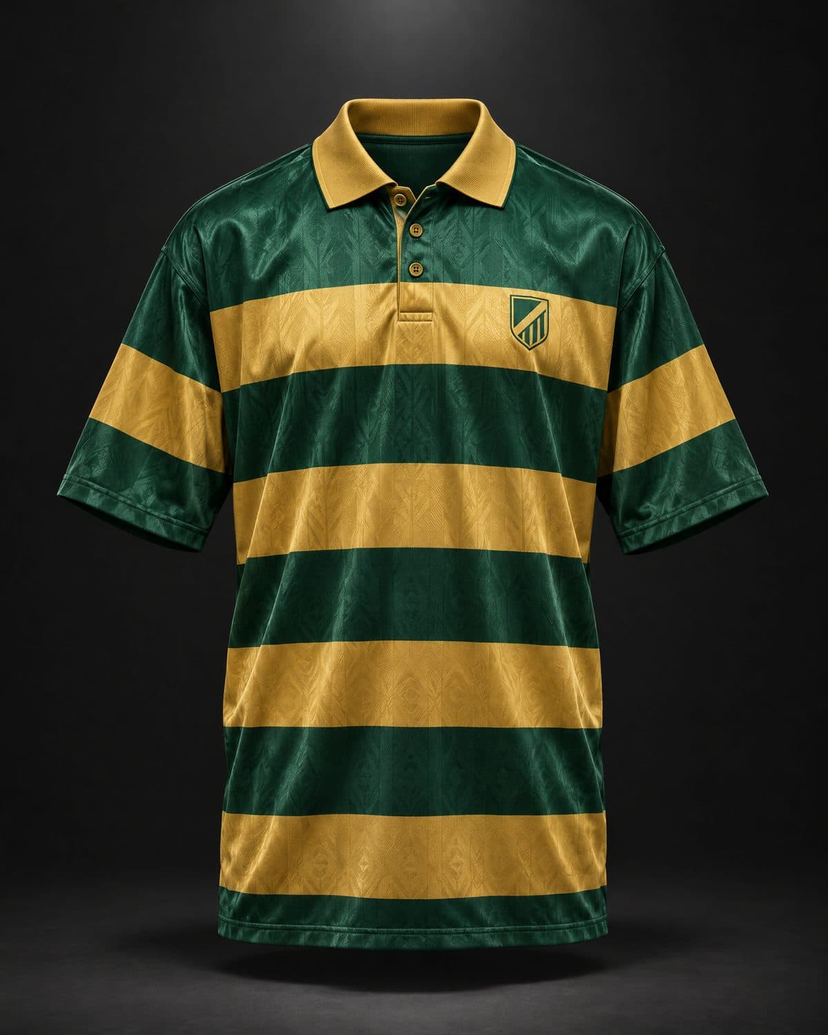 Green and gold hooped retro shirt